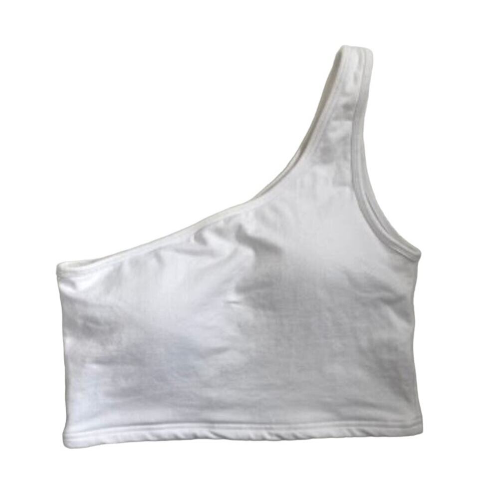 Klassy Network One Shoulder Brami Cropped - White - Large